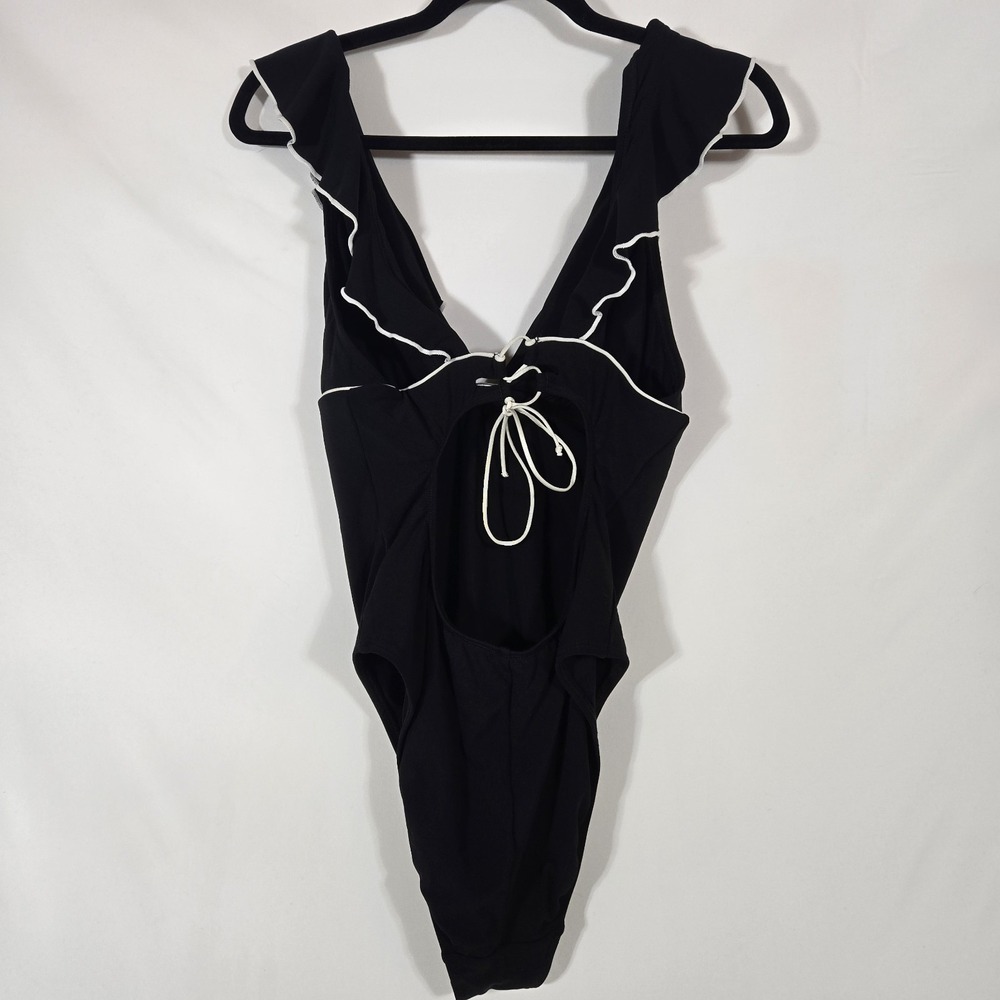 Robin Piccone Malia Ruffle Plunge One-Piece Bathing Suit | - Picture 2 of 7